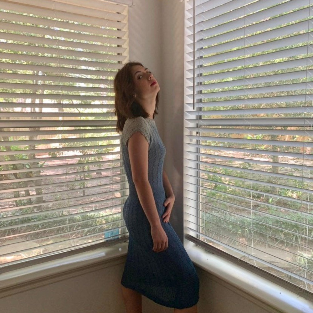 Women's 1920-40 Vintage Blue Knit Sweater Dress